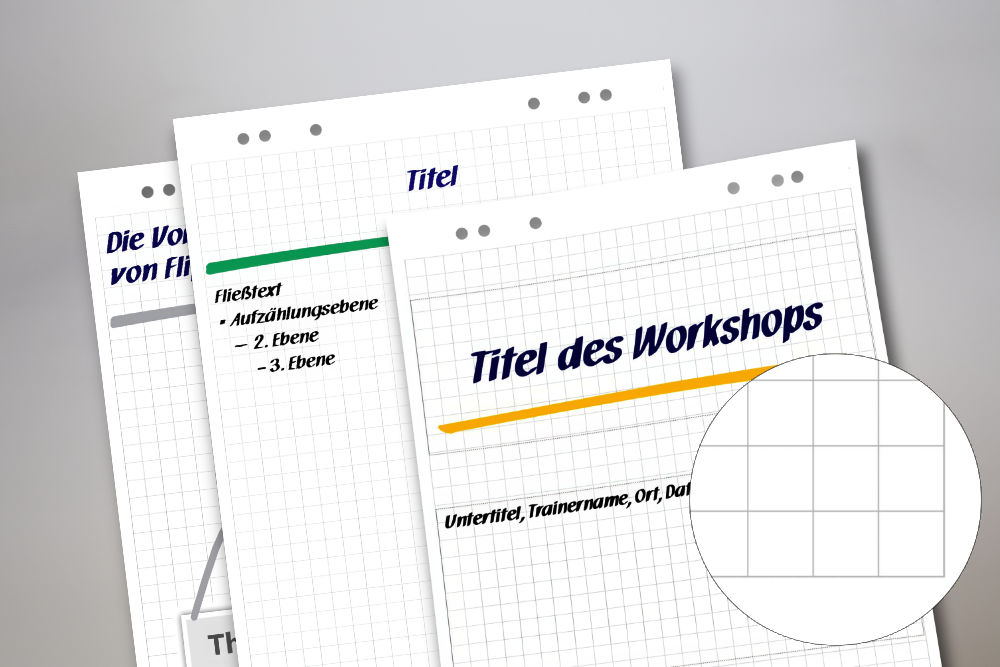 Abbildung von Flipcharts mit Standard Karoraster