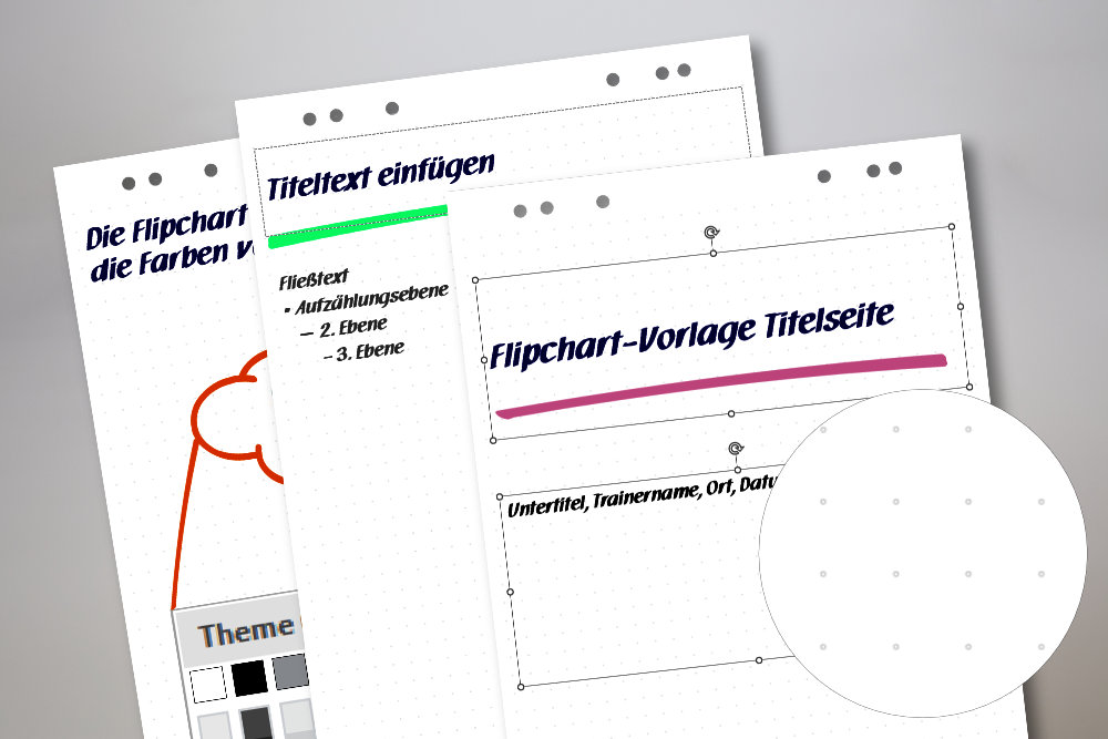 Abbildung von drei Flipcharts mit Punktraster